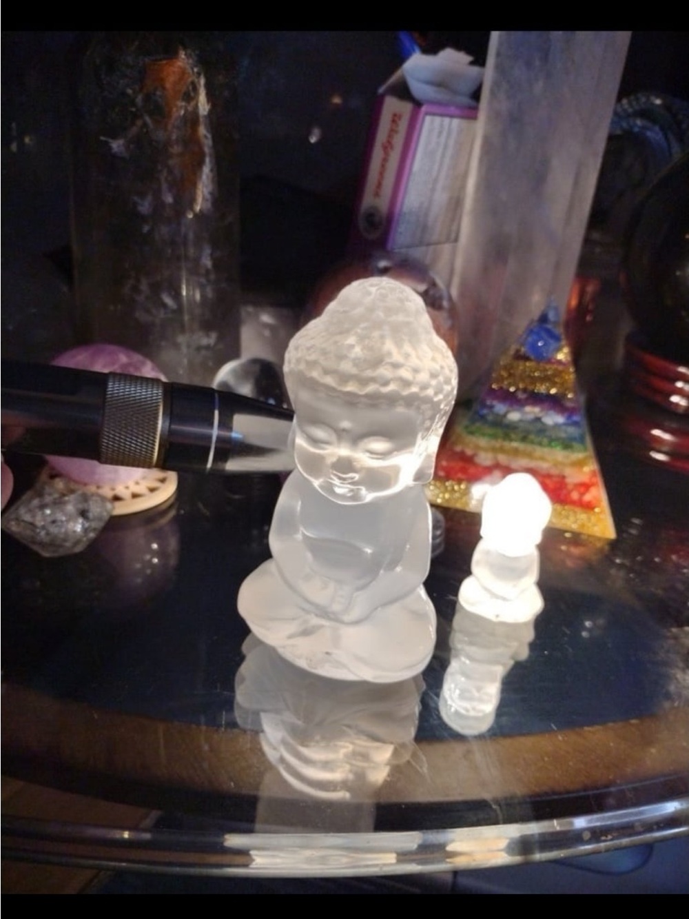 Satin Spar Buddha Carving - Picture 2 of 10